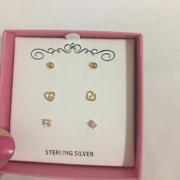 Children's18kGold/Sterling Silver Earrings - Picture 1 of 3